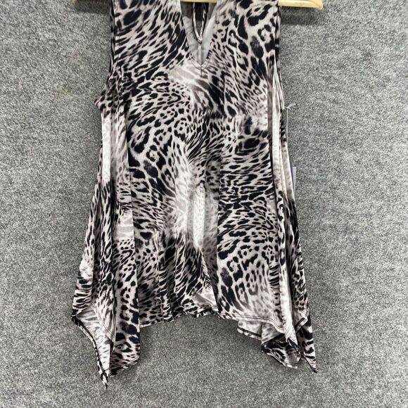 New Jennifer Lopez Blouse Women S Small Black Animal Print Sleeveless Wide Strap - Picture 4 of 11